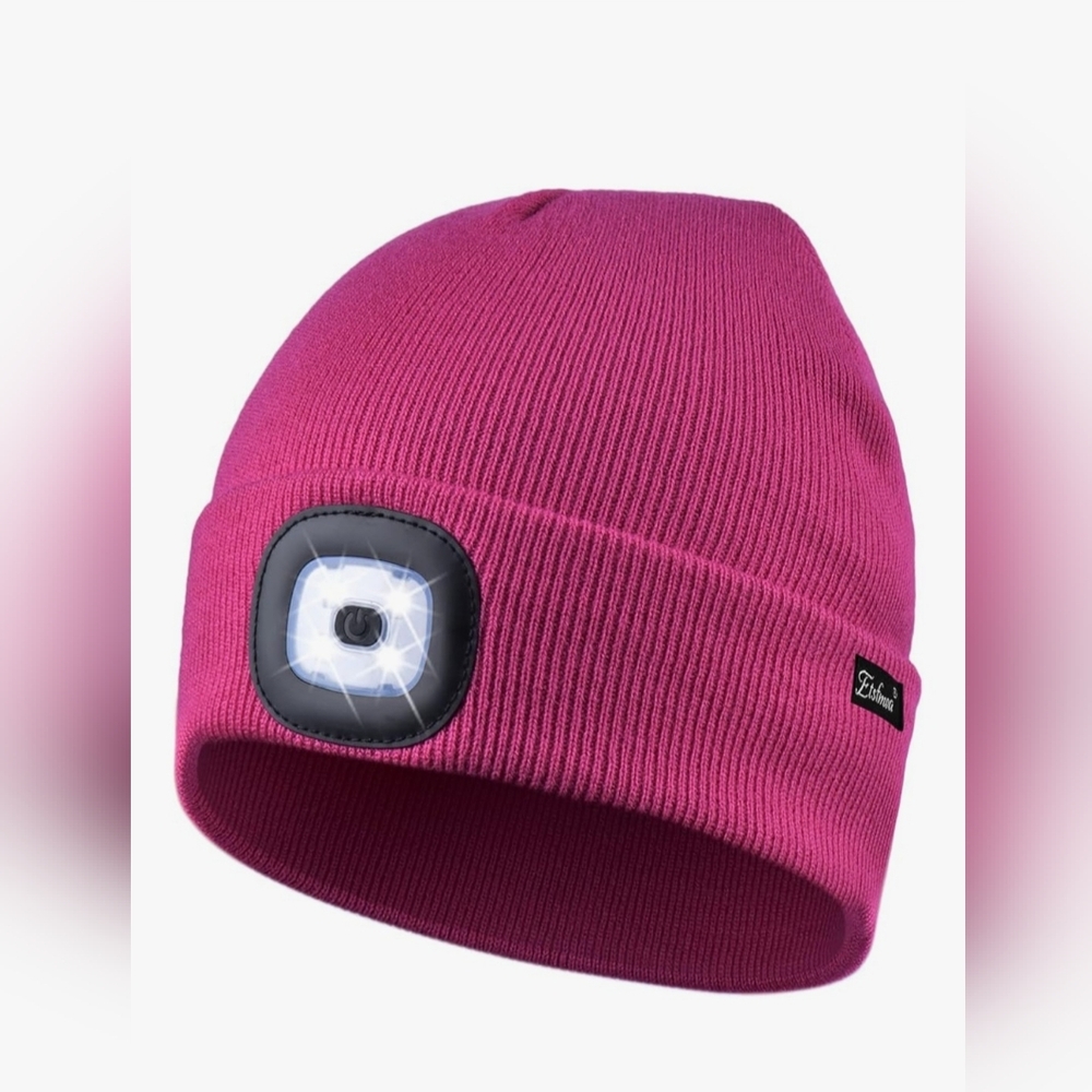 LED Beanie Hat - Bright Pink